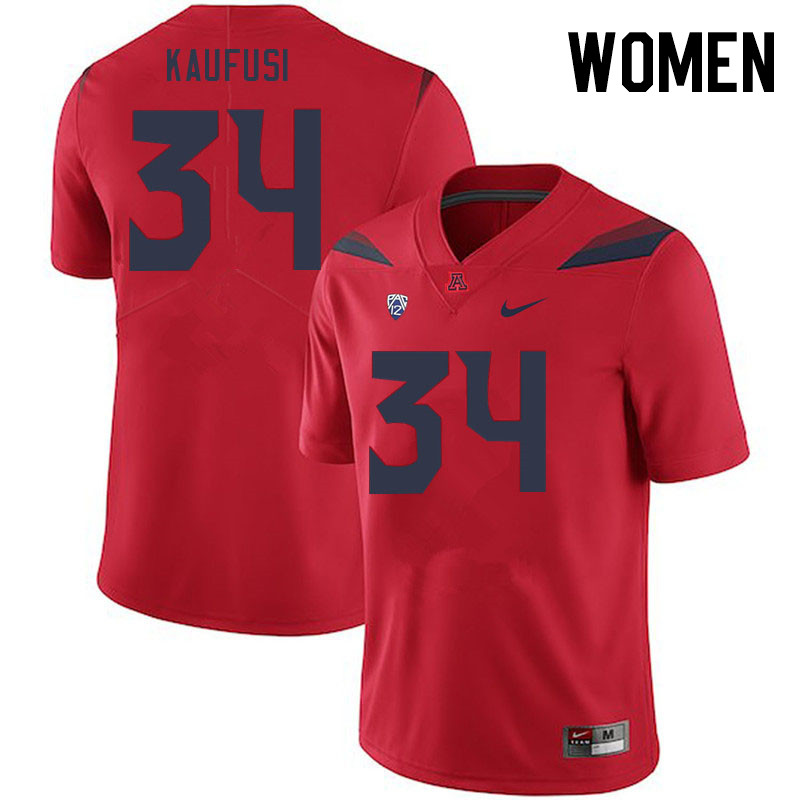 Women #34 Ammon Kaufusi Arizona Wildcats College Football Jerseys Stitched-Red - Click Image to Close
